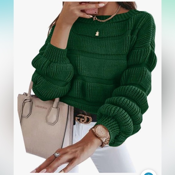 PRETTYGARDEN Women's Fall Sweater Casual Crew
Neck Pullover Long Puff Sleeve - Picture 1 of 12